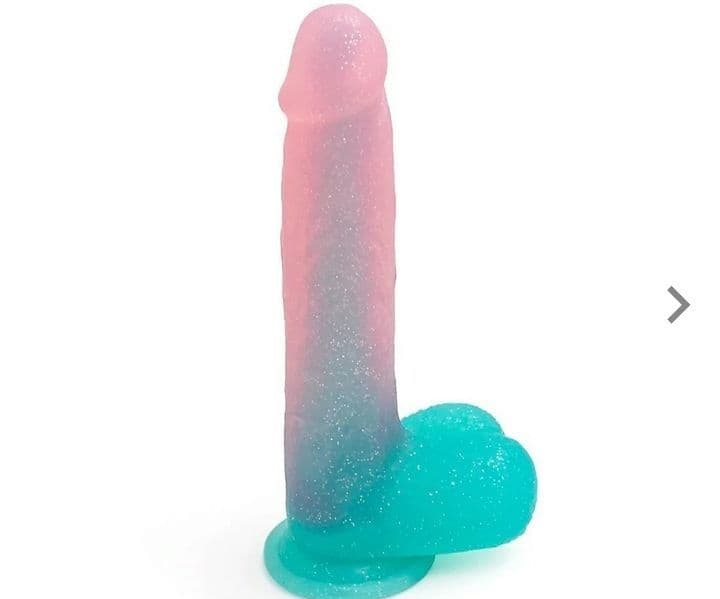 YG011) Prótese Realística com Glitter Bicolor - Salmão com Verde.
